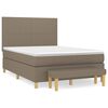 vidaXL Pat box spring cu saltea, gri taupe, 140x200 cm, textil