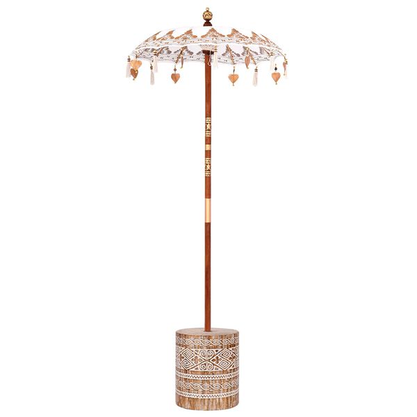 vidaXL Umbrela balineză cu bază Crem 95 x 95 x 260 cm