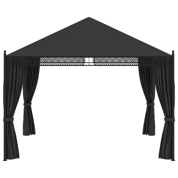 vidaXL Pavilion cu perdele, antracit, 3,5 x 3,5 x 3,1 m