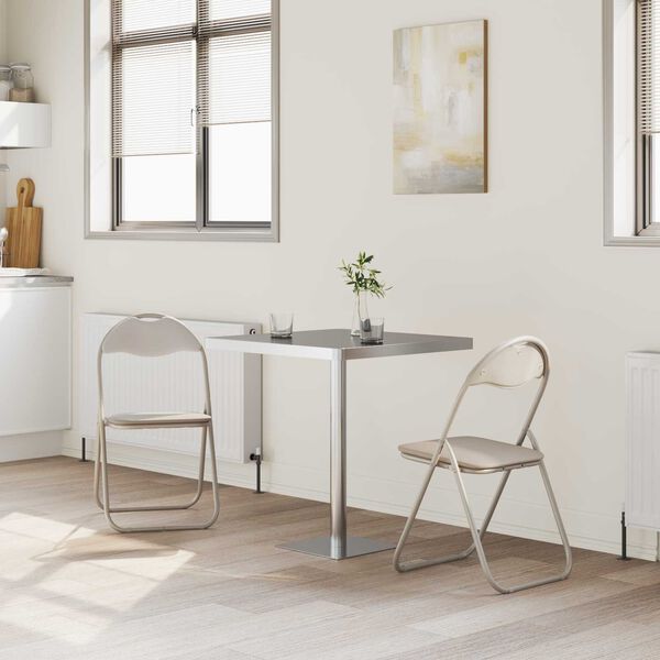 vidaXL Scaun pliant 2 pcs Nisipiu 48 x 43,5 x 81 cm Piele artificială