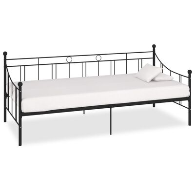 vidaXL Cadru pat de zi, negru, 90x200 cm, metal