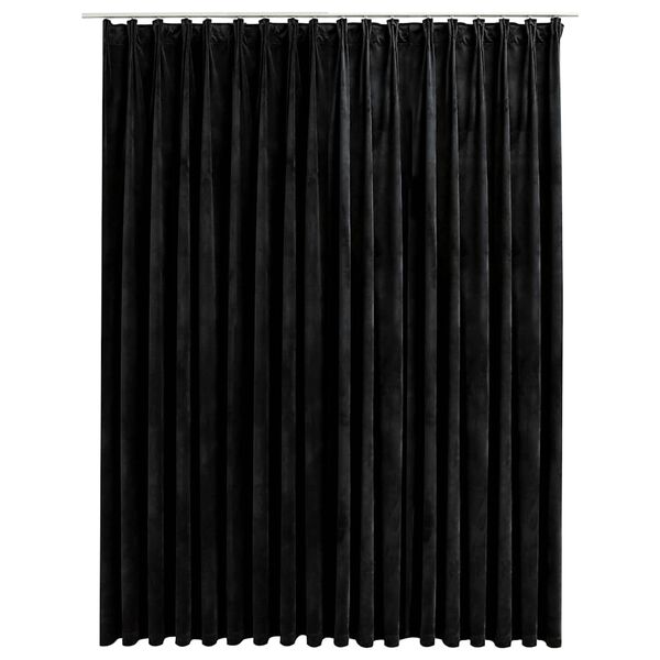 vidaXL Draperie opacă, negru, 290 x 245 cm, catifea, cu c&acirc;rlige