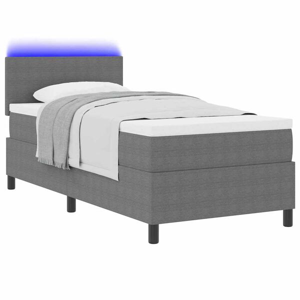 vidaXL Pat cu arc LED cu headboard Gri deschis și alb. 80 x 200 cm