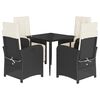 vidaXL Set mobilier de grădină cu perne, 5 piese, negru, poliratan