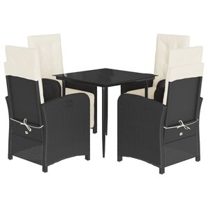 vidaXL Set mobilier de grădină cu perne, 5 piese, negru, poliratan