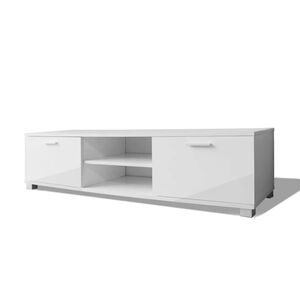 vidaXL Comodă TV, alb extralucios, 140 x 40,5 x 35 cm