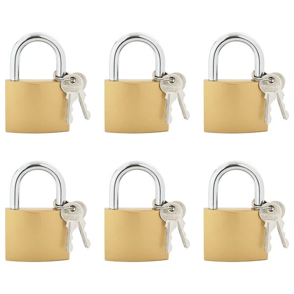 vidaXL U Lock cu Chei 6 pcs Alamă Fier