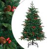 vidaXL Pom Crăciun artificial cu balamale, conuri, fructe roșii 150 cm