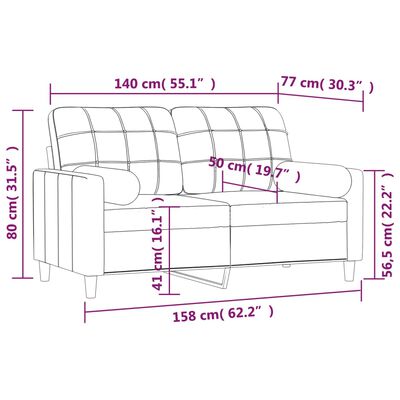 vidaXL Canapea cu 2 locuri cu perne&pernuțe gri deschis 140 cm textil