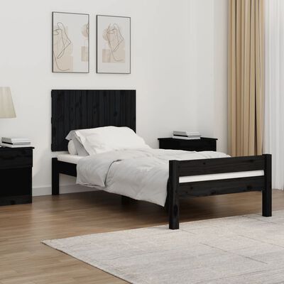 vidaXL Tăblie de pat pentru perete, negru, 95,5x3x60cm, lemn masiv pin