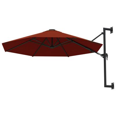 vidaXL Umbrelă de soare de perete cu stâlp metalic, cărămiziu, 300 cm