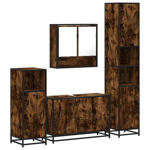 vidaXL Set de mobilier de baie 4 piese Lemn prelucrat de stejar afumat
