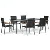 vidaXL Set mobilier de grădină, 7 piese, negru, textilenă și oțel