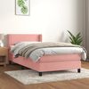vidaXL Pat box spring cu saltea, roz, 90x190 cm, catifea