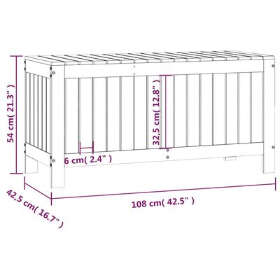 vidaXL Cutie de depozitare grădină, gri, 108x42,5x54 cm lemn masiv pin