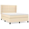 vidaXL Pat box spring cu saltea, crem, 140x200 cm, textil