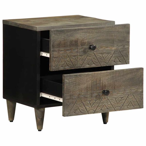 vidaXL Noptiera gri deschis 40x33x46 cm lemn masiv de mango