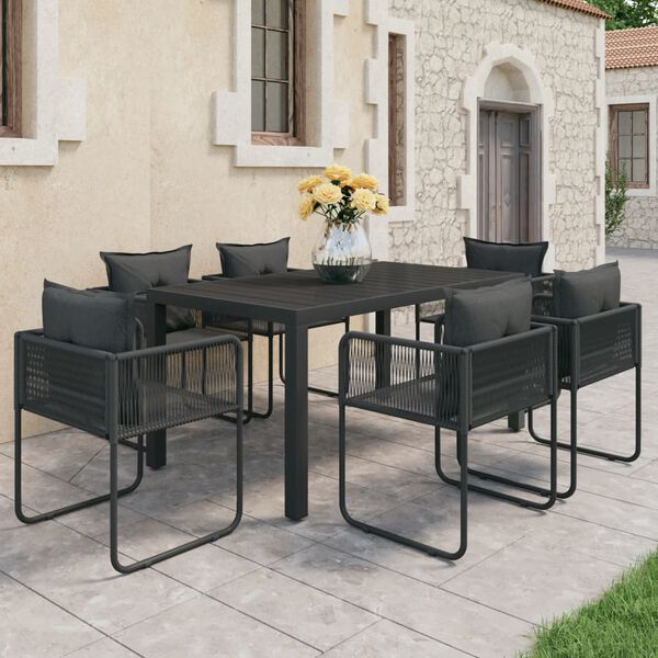 vidaXL Set mobilier de grădină, 7 piese, negru, ratan PVC