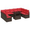 vidaXL Set de canapele pentru grădină 10 pcs Maro și roșu Rattan poli
