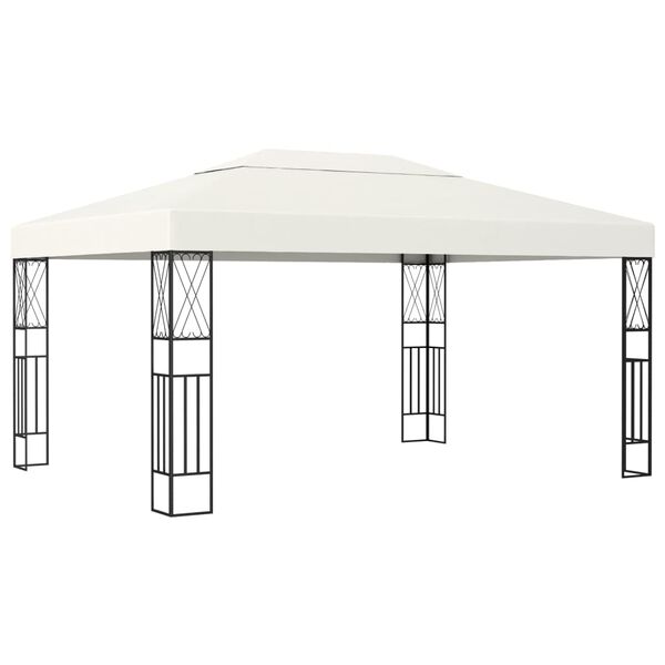 vidaXL Pavilion cu șir de lumini LED, crem, 3x4 m, țesătură