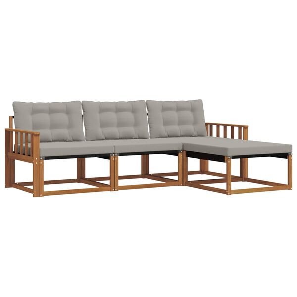 vidaXL Set de canapele de exterior 4 pcs Gri natural și deschis