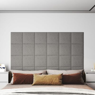 vidaXL Panouri de perete 12 buc. gri deschis 30x30 cm textil 1,08 m²
