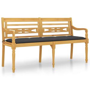 vidaXL Bancă Batavia cu pernă antracit, 150 cm, lemn masiv de tec
