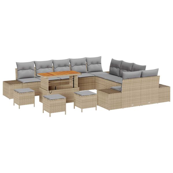 vidaXL Set de canapele pentru grădină 13 pcs Beige și gri deschis