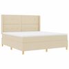 vidaXL Pat cu arcuri cu saltea cu headboard Crem 180 x 200 cm țesătură