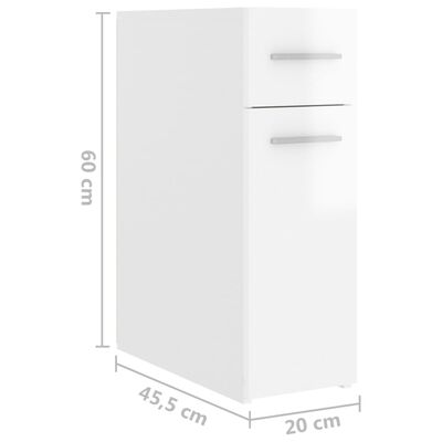 vidaXL Dulap farmacie, alb extralucios, 20x42,5x60 cm, PAL