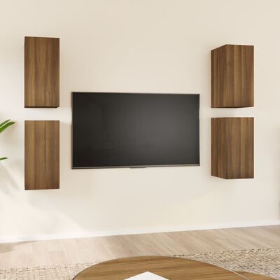 vidaXL Dulapuri TV, 4 buc., stejar maro, 30,5x30x60 cm, lemn prelucrat