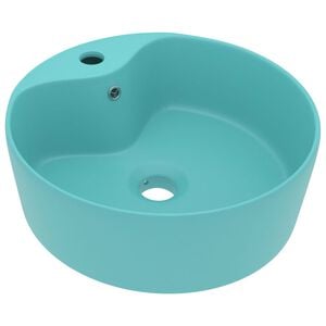 vidaXL Chiuvetă de lux cu preaplin verde deschis mat 36x13 cm ceramică