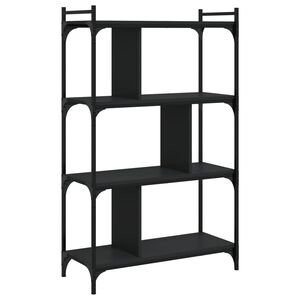 vidaXL Bibliotecă cu 4 niveluri, negru, 76x32x123 cm, lemn prelucrat