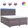 vidaXL Pat box spring cu saltea, gri, 180x200 cm, piele ecologică