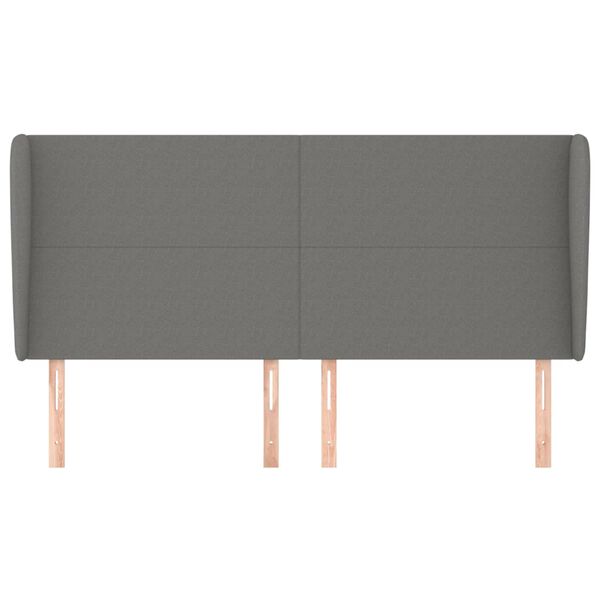 vidaXL Tăblie de pat cu aripioare gri închis 203x23x118/128 cm, textil
