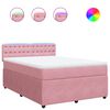 vidaXL Pat box spring cu saltea, roz, 140x200 cm, catifea