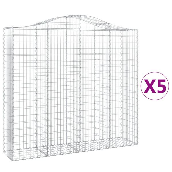 vidaXL Coșuri gabion arcuite 5 buc, 200x50x180/200 cm, fier galvanizat