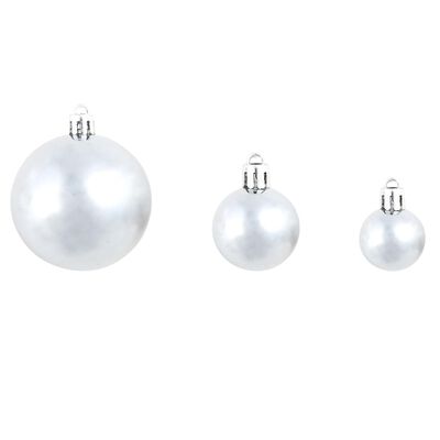 vidaXL Set globuri de Crăciun 100 de piese, 6 cm, alb/gri
