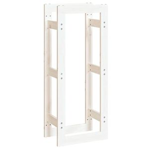 vidaXL Rastel pentru lemne de foc, alb, 41x25x100 cm, lemn masiv pin