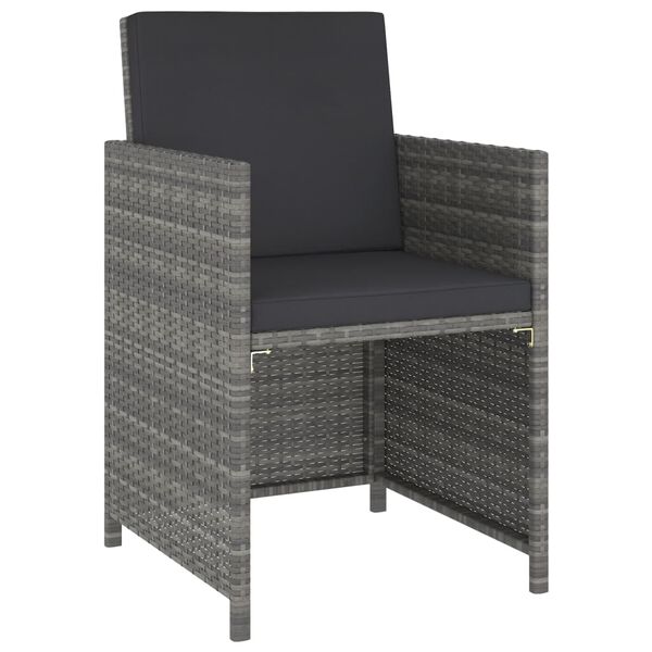 vidaXL Set mobilier de exterior, 6 piese, gri, poliratan, lemn acacia