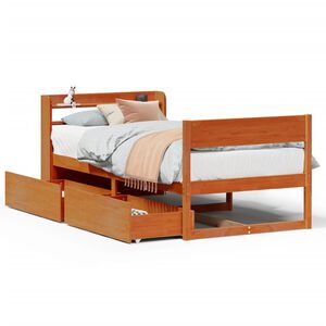 vidaXL Cadru pat fără saltea, maro ceruit, 75x190 cm, lemn masiv pin