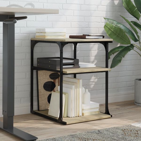 vidaXL Suport imprimantă 3 niveluri stejar fumuriu 43x48x64 cm lemn