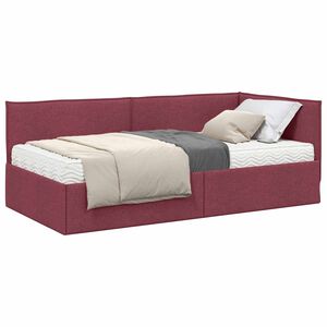 vidaXL Cadru de pat colțar cu saltea 2 buc. Roșu Vin 80 x 200 cm