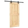 vidaXL Ușă glisantă Natural și Negru 90 x 210 cm Lemn de Pin Solid