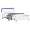vidaXL Cadru de pat cu benzi LED cu headboard Alb Lemn prelucrat