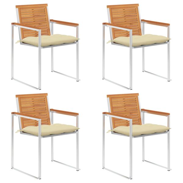 vidaXL Scaune de grădină cu perne, 4 buc., lemn masiv de acacia