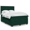 vidaXL Pat box spring cu saltea, verde &icirc;nchis, 140x190 cm, catifea