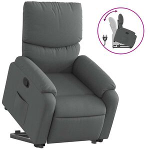 vidaXL Fotoliu rabatabil cu ridicare pe verticală, gri &icirc;nchis, textil
