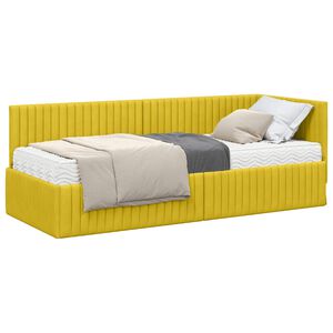 vidaXL Cadru de pat colțar cu saltea 2 buc. Galben Catifea