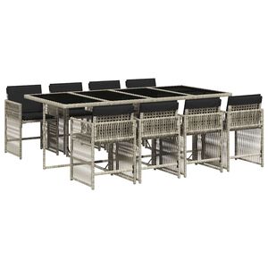 vidaXL Set mobilier grădină cu perne, 9 piese, gri deschis, poliratan